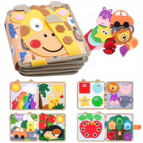 Luxma Książeczka filcowa odczepiane elementy rzepy Montessori żyrafa F30 Luxma Książeczka filcowa odczepiane elementy rzepy Montessori żyrafa F30