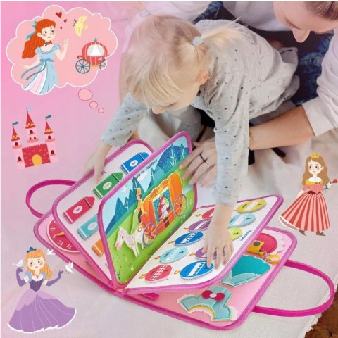 Luxma Tablica manipulacyjna książeczka filcowa edukacyjna składana różowa F40 Luxma Tablica manipulacyjna książeczka filcowa edukacyjna składana różowa F40