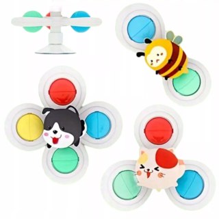 Luxma Zestaw 3 przyssawki sensoryczne grzechotka top spinner dla dzieci 168JT-7