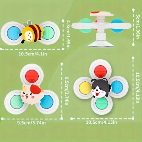 Luxma Zestaw 3 przyssawki sensoryczne grzechotka top spinner dla dzieci 168JT-7