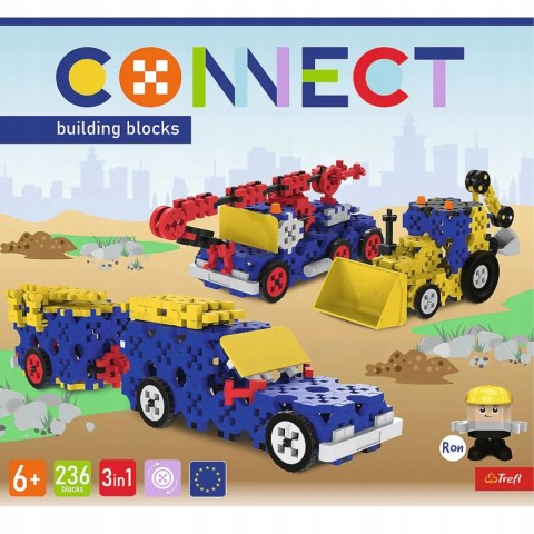 Trefl Zestaw klocków Connect 3w1: Pojazdy budowlane / SUV z przyczepą Trefl 61979