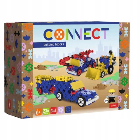 Trefl Zestaw klocków Connect 3w1: Pojazdy budowlane / SUV z przyczepą Trefl 61979