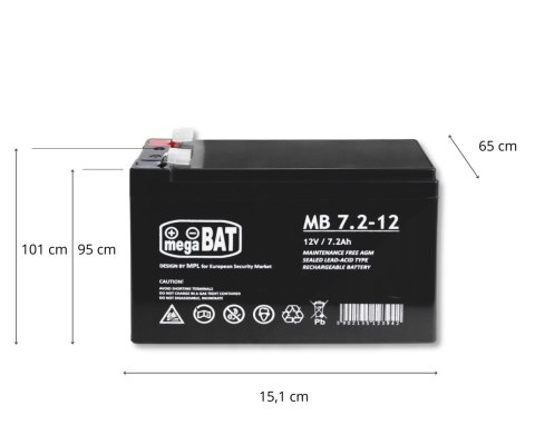 Milly Mally Akumulator VRLA MB 7,2-12 (151/65/94mm) MB 7.2-12