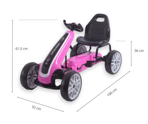 Milly Mally Milly Mally Gokart na pedały Power Pink Milly Mally Milly Mally Gokart na pedały Power Pink
