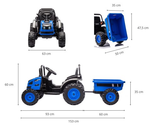 Milly Mally Milly Mally Pojazd na akumulator Traktor z przyczepą Farmer Blue