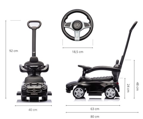 Milly Mally Milly Mally Pojazd z rączką MERCEDES C-Class Deluxe Black Milly Mally Milly Mally Pojazd z rączką MERCEDES C-Class Deluxe Black