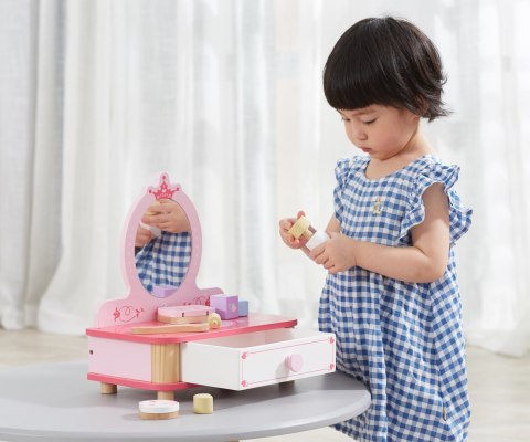 Viga Viga 44571 Drewniana toaletka z lustrem i akcesoriami