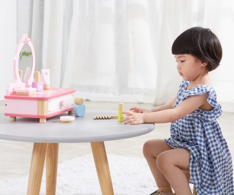 Viga Viga 44571 Drewniana toaletka z lustrem i akcesoriami
