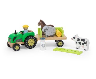 Viga Viga 44680 Drewniany traktor z przyczepką i zwierzętami
