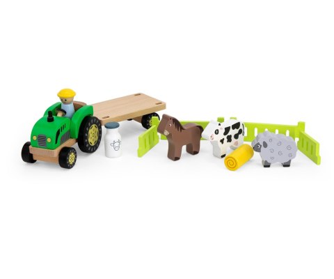 Viga Viga 44680 Drewniany traktor z przyczepką i zwierzętami
