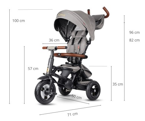 Qplay Qplay Rowerek Trójkołowy Rito Deluxe Rubber Grey