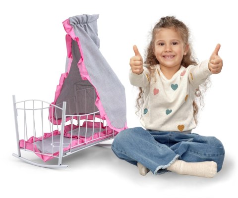 Milly Mally Milly Mally Łóżeczko-Kołyska dla lalek Lily z baldachimem Prestige Pink