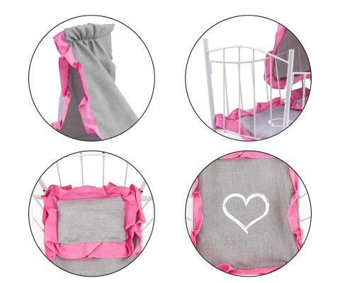 Milly Mally Milly Mally Łóżeczko-Kołyska dla lalek Lily z baldachimem Prestige Pink