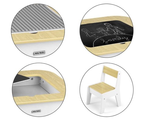 Milly Mally Milly Mally Zestaw mebli Olaf Blocks - Stolik i dwa krzesełka White