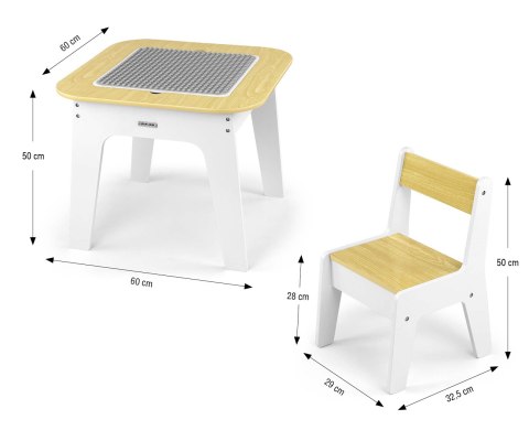 Milly Mally Milly Mally Zestaw mebli Olaf Blocks - Stolik i dwa krzesełka White