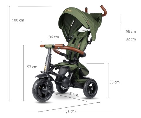 Qplay Qplay Rowerek Trójkołowy Rito Deluxe Rubber Olive