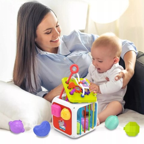 Edukacyjna kostka sensoryczna sorter kształtów klocki cymbałki 18m+ 688-62