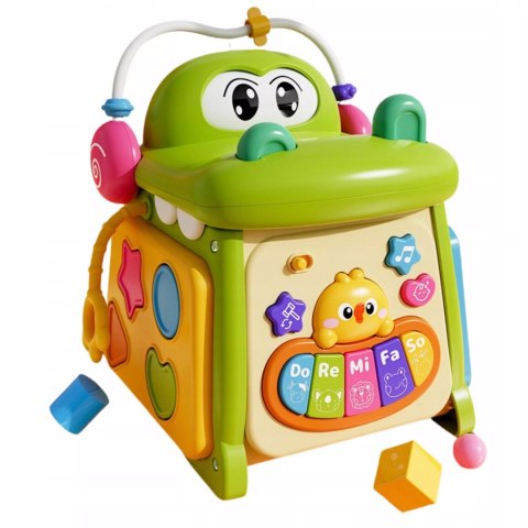 Kostka edukacyjna sorter pianinko sensoryczna labirynt zegar krokodyl MS007
