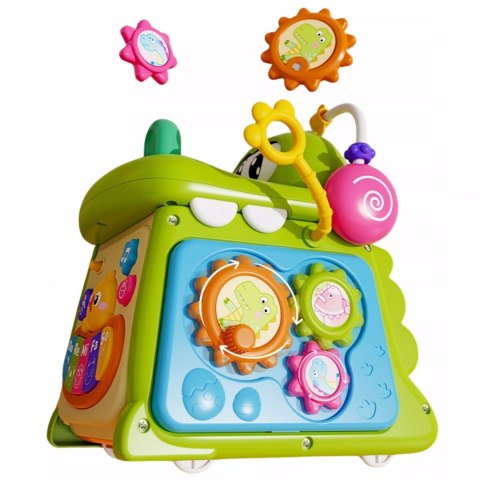 Kostka edukacyjna sorter pianinko sensoryczna labirynt zegar krokodyl MS007