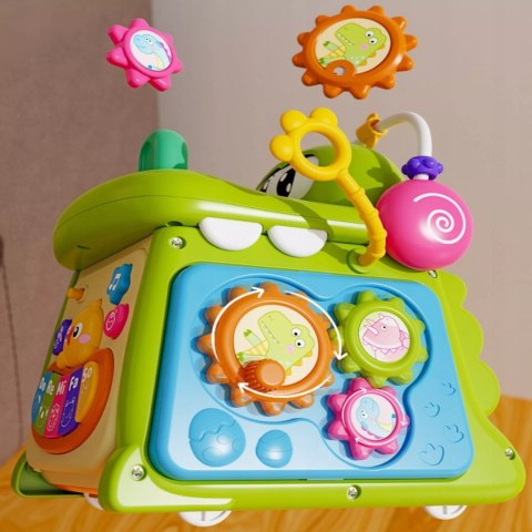 Kostka edukacyjna sorter pianinko sensoryczna labirynt zegar krokodyl MS007
