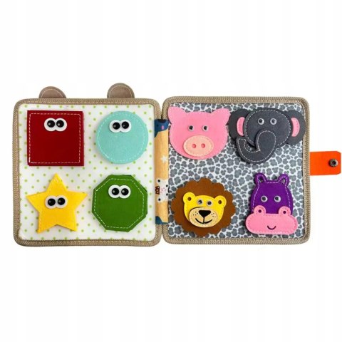 Książeczka filcowa odczepiane elementy rzepy Montessori żyrafa F30