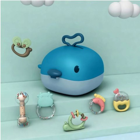 Zestaw Grzechotek i Gryzaków dla Niemowląt z Walizką Wielorybem + Suszarka 029A-2