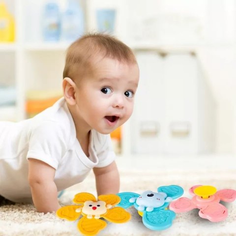 Zestaw grzechotek z przyssawką spinnery sensoryczne gryzaczki dla niemowląt