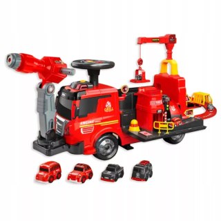 Jeździk 2w1 straż pożarna autka parking dźwig dźwięk pistolet na wodę ZH921