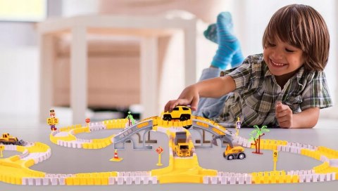 Tor samochodowy Budowlany 255 el. - auta pojazdy budowy zestaw dla dzieci