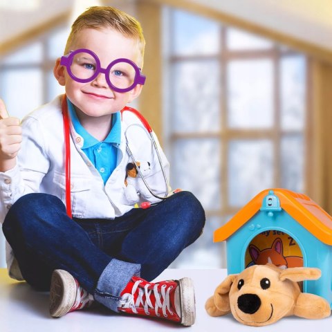 Zestaw Mały Weterynarz - Pluszowy Piesek z Budą i Akcesoriami Lekarskimi