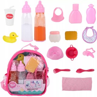 Zestaw dla lalki nocnik butelka śliniak plecak - akcesoria do karmienia