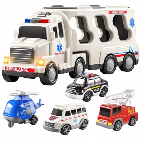 Zestaw laweta autka ambulans straż tir policja dźwięk światło SX600-21A