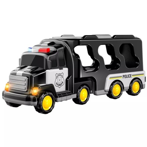 Zestaw laweta transportowa autka policyjne helikopter dźwięk SX600-23A