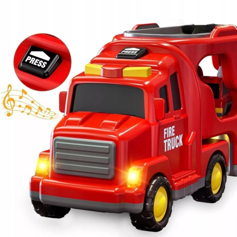 Zestaw strażacki laweta pojazdów straż pożarna tir dźwięk światło SX700-11