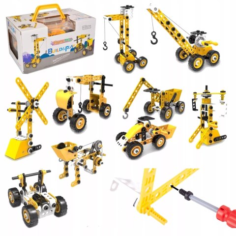 Klocki konstrukcyjne 8w1 pojazdy edukacyjne zestaw walizka 100 el