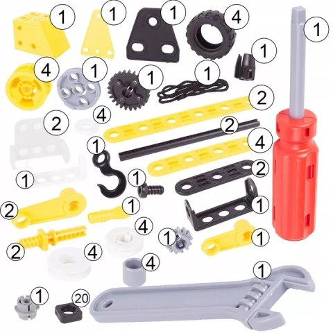 Klocki konstrukcyjne 8w1 pojazdy edukacyjne zestaw walizka 100 el