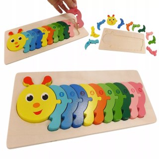 EDUKACYJNE DREWNIANE KLOCKI PUZZLE UKŁADANKA 8765G