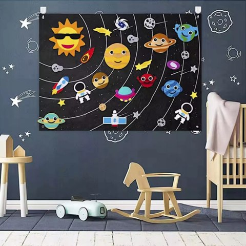Edukacyjna Mata Filcowa Montessori Układ Słoneczny Kosmos Tablica na Rzepy