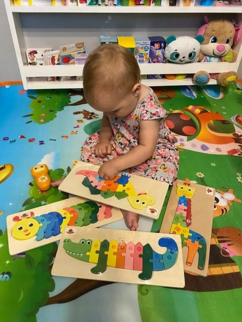 Edukacyjne drewniane klocki puzzle układanka 8765D