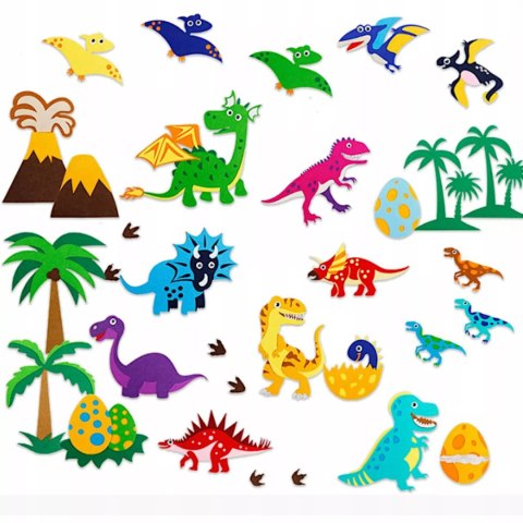 MATA EDUKACYJNA Tablica FILCOWA na rzepy dla dzieci dinozaury Montessori