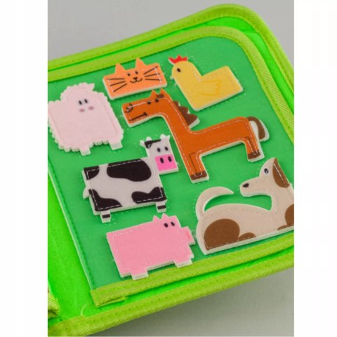 Sensoryczna książeczka dla dzieci farma zwierzątka na rzepy Montessori