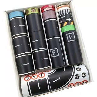 Zestaw 28 rolek taśma samoprzylepna droga jezdnia ulica naklejki znaki