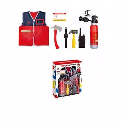 Zestaw małego strażaka dla dzieci - gaśnica i akcesoria, kostium