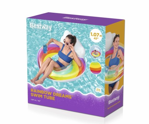 Bestway Bestway 43647 Koło do pływania z oparciem Tęcza 1.07m Bestway Bestway 43647 Koło do pływania z oparciem Tęcza 1.07m