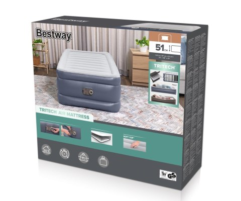 Bestway Bestway 6713G Materac dmuchany turystyczny z wbudowaną pompą powietrza Tritech Twin 1.91m x 0.97m x Bestway Bestway 6713G Materac dmuchany turystyczny z wbudowaną pompą powietrza Tritech Twin 1.91m x 0.97m x
