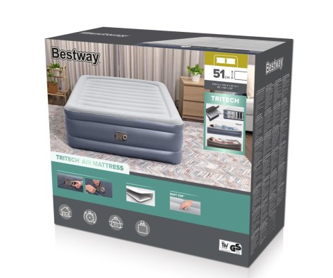 Bestway Bestway 6713I Materac dmuchany turystyczny z wbudowaną pompą powietrza Tritech Queen 2.03m x 1.52m x Bestway Bestway 6713I Materac dmuchany turystyczny z wbudowaną pompą powietrza Tritech Queen 2.03m x 1.52m x