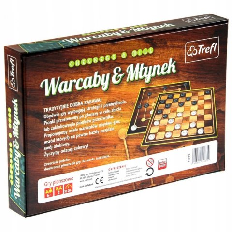 Trefl Gry planszowe Warcaby & Młynek Trefl 01681 Trefl Gry planszowe Warcaby & Młynek Trefl 01681