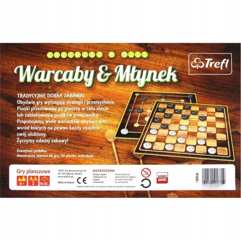 Trefl Gry planszowe Warcaby & Młynek Trefl 01681 Trefl Gry planszowe Warcaby & Młynek Trefl 01681