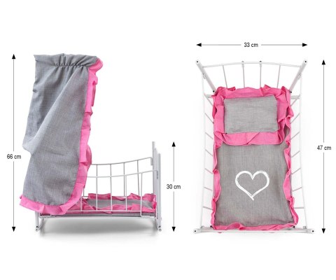 Milly Mally Milly Mally Łóżeczko-Kołyska dla lalek Lily z baldachimem Prestige Pink
