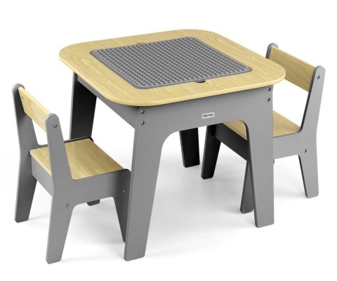 Milly Mally Milly Mally Zestaw mebli Olaf Blocks - Stolik i dwa krzesełka Dark Grey